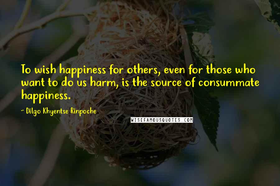 Dilgo Khyentse Rinpoche Quotes: To wish happiness for others, even for those who want to do us harm, is the source of consummate happiness.