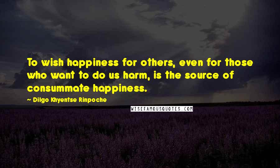 Dilgo Khyentse Rinpoche Quotes: To wish happiness for others, even for those who want to do us harm, is the source of consummate happiness.