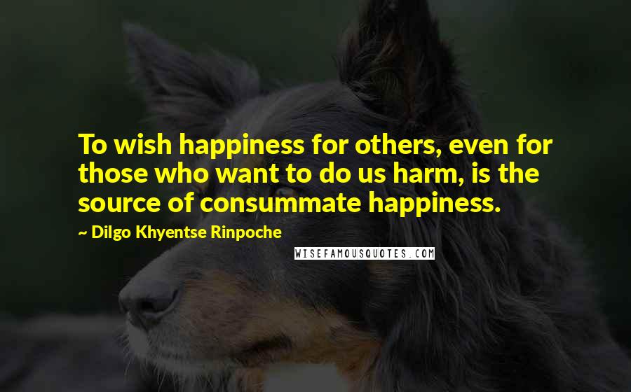 Dilgo Khyentse Rinpoche Quotes: To wish happiness for others, even for those who want to do us harm, is the source of consummate happiness.