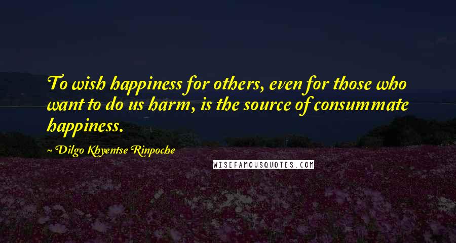 Dilgo Khyentse Rinpoche Quotes: To wish happiness for others, even for those who want to do us harm, is the source of consummate happiness.