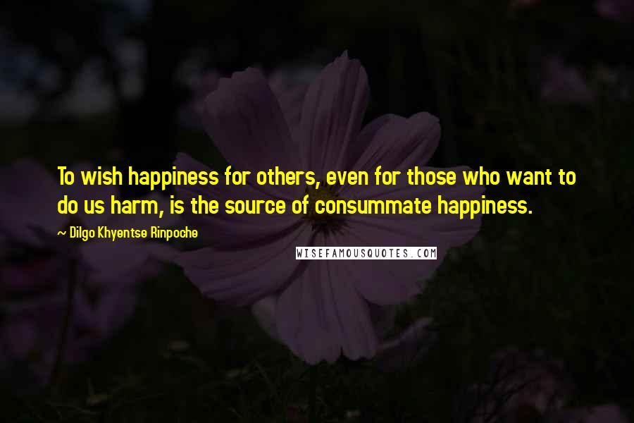 Dilgo Khyentse Rinpoche Quotes: To wish happiness for others, even for those who want to do us harm, is the source of consummate happiness.