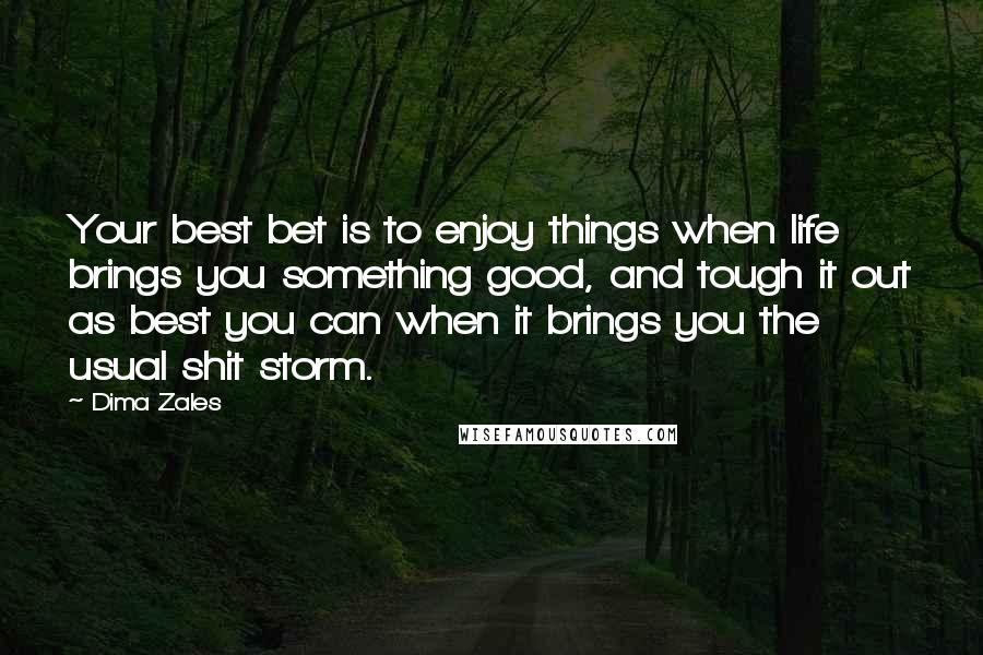 Dima Zales Quotes: Your best bet is to enjoy things when life brings you something good, and tough it out as best you can when it brings you the usual shit storm.