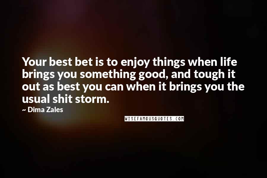 Dima Zales Quotes: Your best bet is to enjoy things when life brings you something good, and tough it out as best you can when it brings you the usual shit storm.