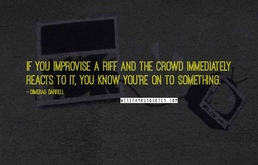 Dimebag Darrell Quotes: If you improvise a riff and the crowd immediately reacts to it, you know you're on to something.