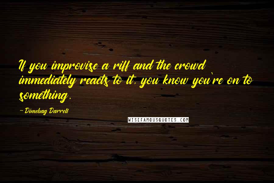 Dimebag Darrell Quotes: If you improvise a riff and the crowd immediately reacts to it, you know you're on to something.