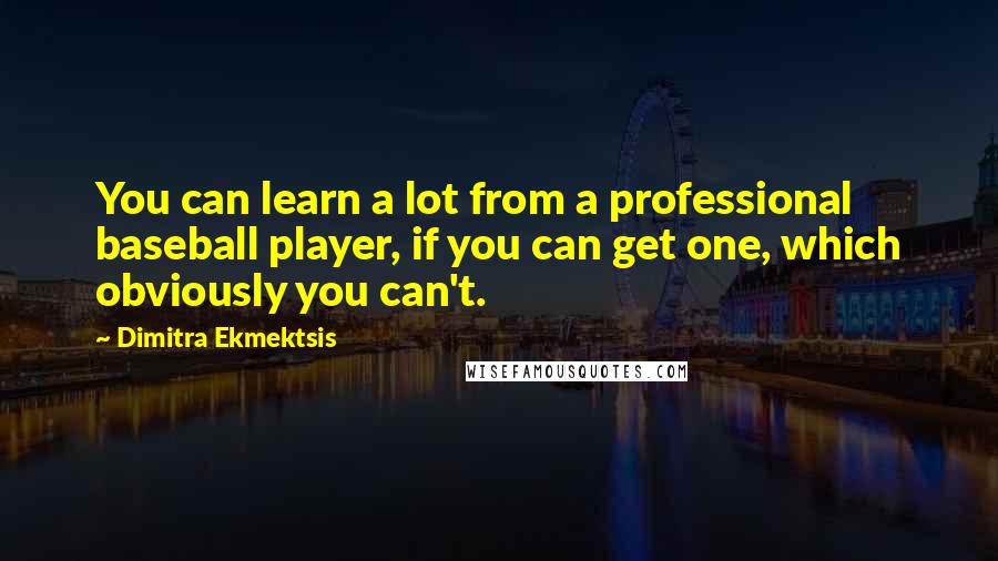 Dimitra Ekmektsis Quotes: You can learn a lot from a professional baseball player, if you can get one, which obviously you can't.