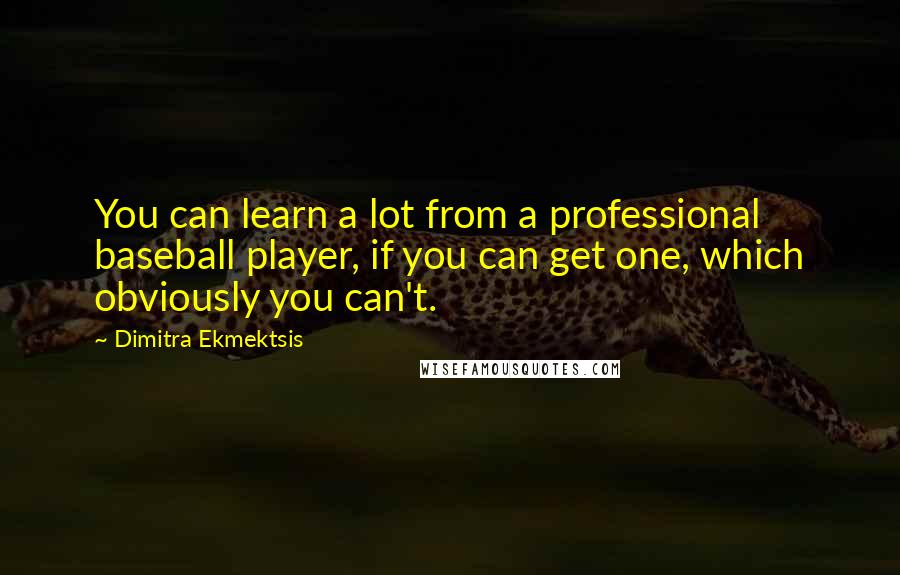 Dimitra Ekmektsis Quotes: You can learn a lot from a professional baseball player, if you can get one, which obviously you can't.
