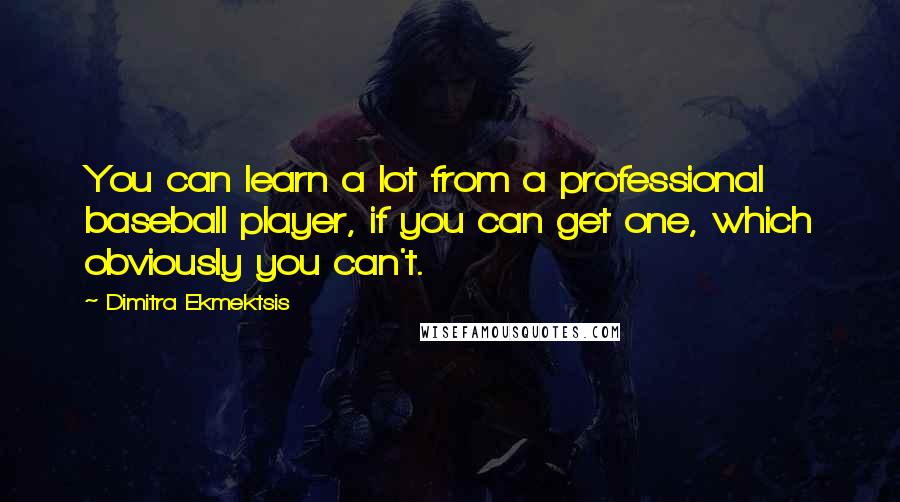 Dimitra Ekmektsis Quotes: You can learn a lot from a professional baseball player, if you can get one, which obviously you can't.