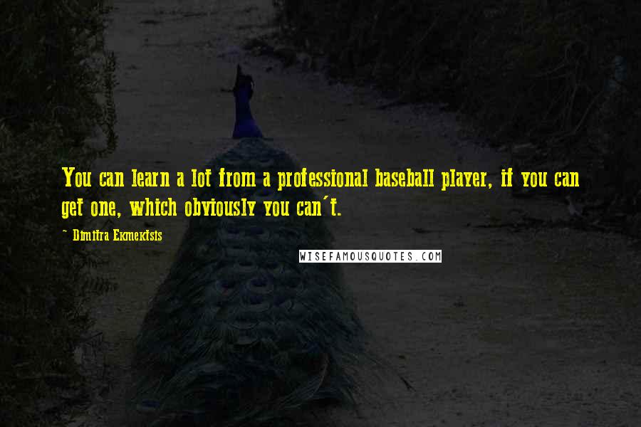 Dimitra Ekmektsis Quotes: You can learn a lot from a professional baseball player, if you can get one, which obviously you can't.