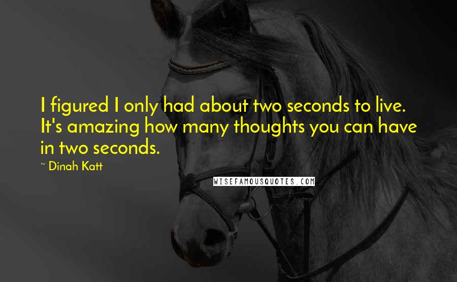 Dinah Katt Quotes: I figured I only had about two seconds to live. It's amazing how many thoughts you can have in two seconds.