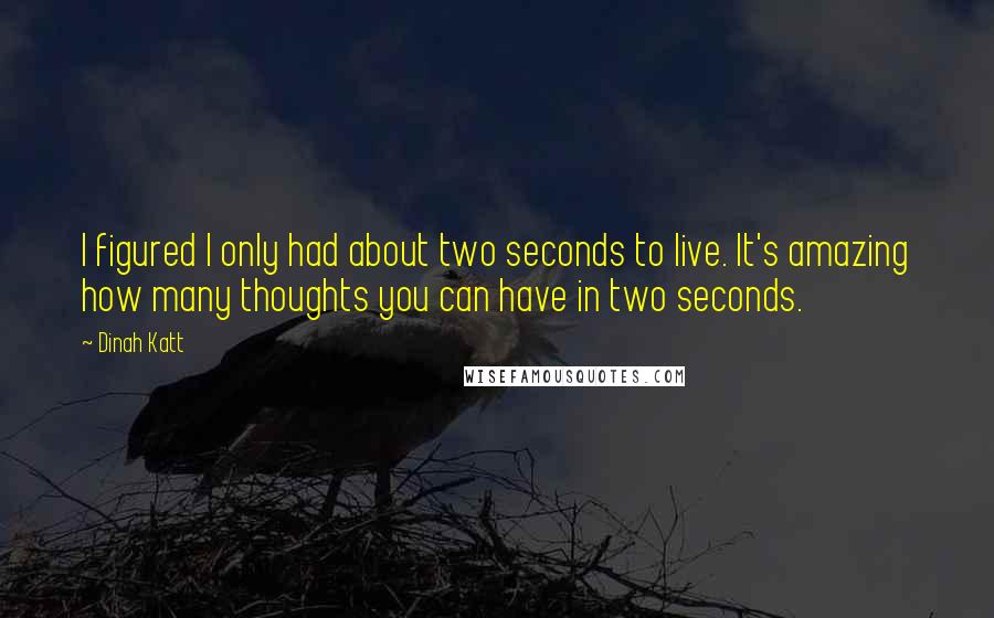 Dinah Katt Quotes: I figured I only had about two seconds to live. It's amazing how many thoughts you can have in two seconds.