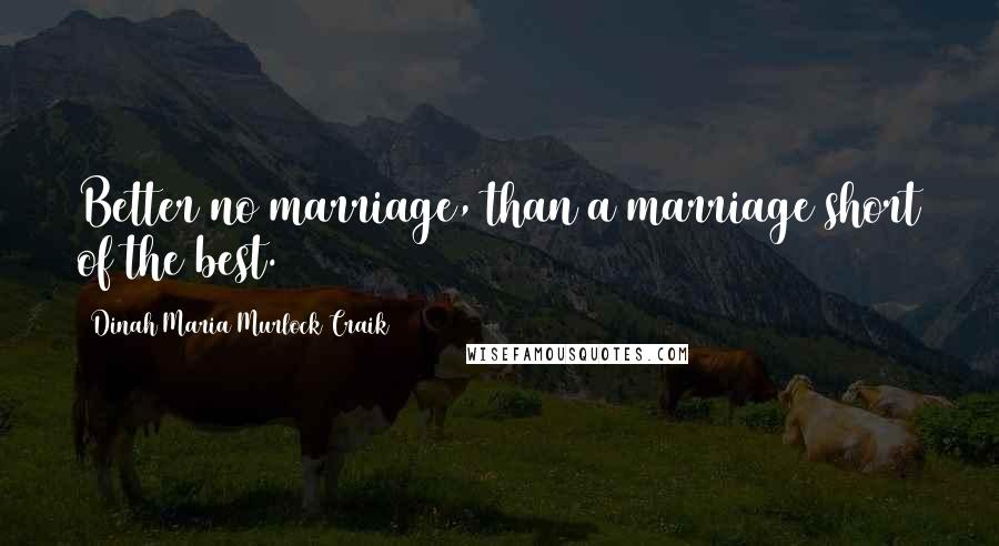 Dinah Maria Murlock Craik Quotes: Better no marriage, than a marriage short of the best.