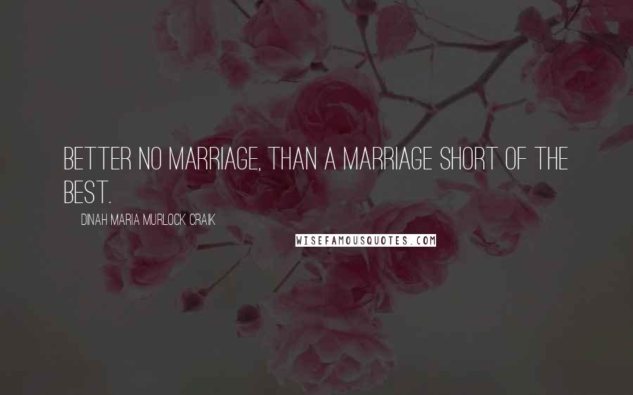 Dinah Maria Murlock Craik Quotes: Better no marriage, than a marriage short of the best.