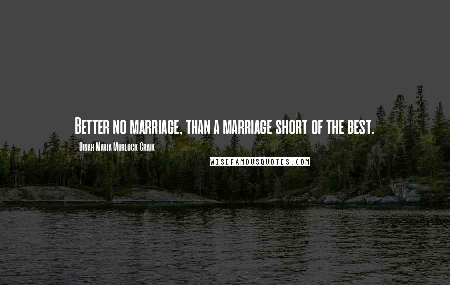 Dinah Maria Murlock Craik Quotes: Better no marriage, than a marriage short of the best.