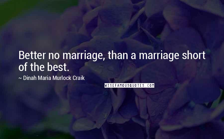 Dinah Maria Murlock Craik Quotes: Better no marriage, than a marriage short of the best.