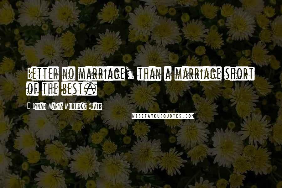 Dinah Maria Murlock Craik Quotes: Better no marriage, than a marriage short of the best.