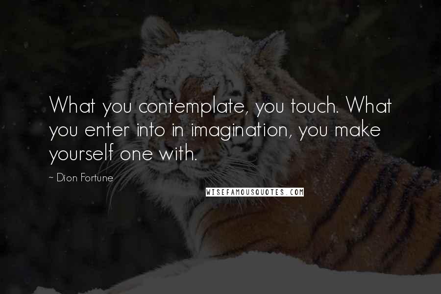 Dion Fortune Quotes: What you contemplate, you touch. What you enter into in imagination, you make yourself one with.