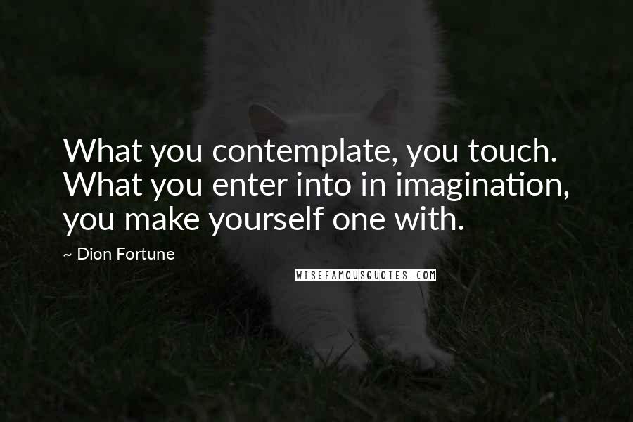 Dion Fortune Quotes: What you contemplate, you touch. What you enter into in imagination, you make yourself one with.