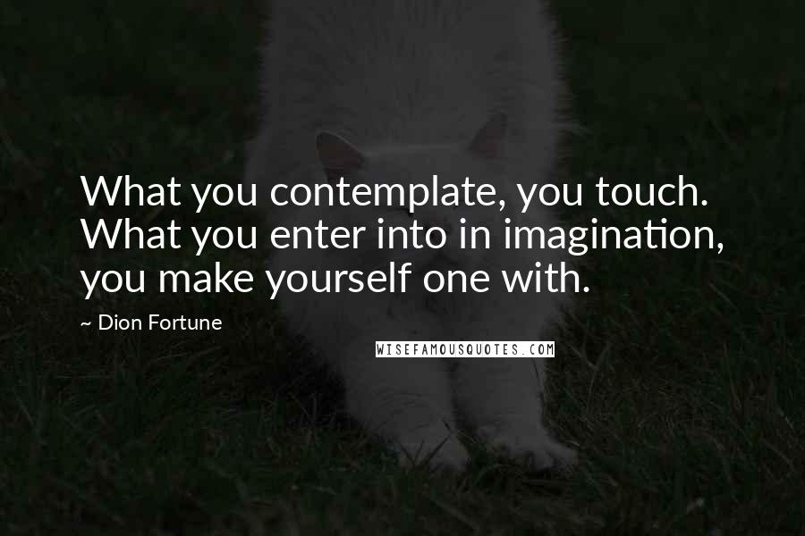 Dion Fortune Quotes: What you contemplate, you touch. What you enter into in imagination, you make yourself one with.