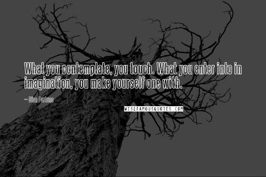 Dion Fortune Quotes: What you contemplate, you touch. What you enter into in imagination, you make yourself one with.