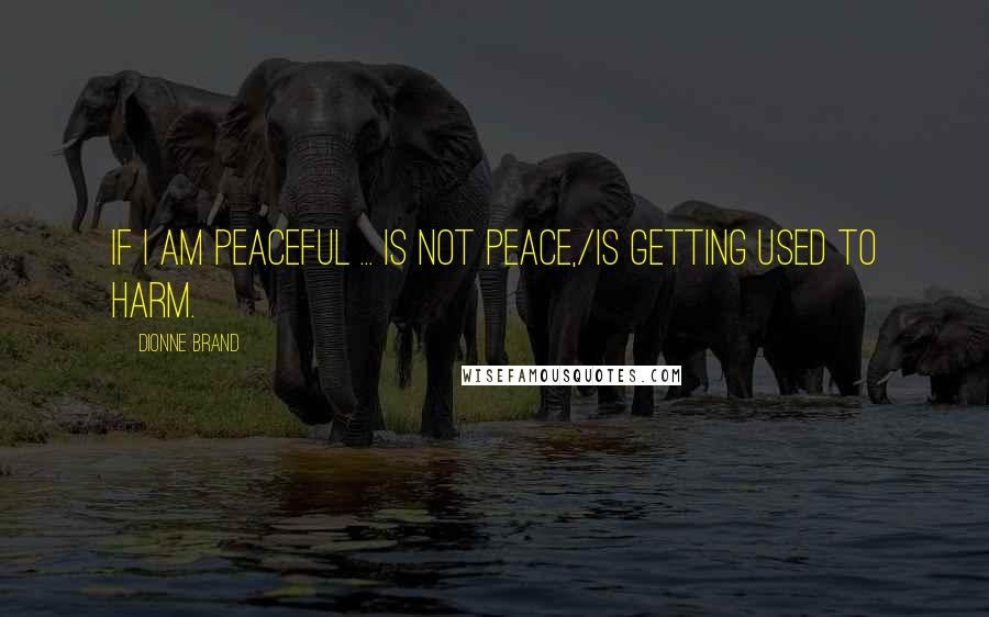 Dionne Brand Quotes: If I am peaceful ... is not peace,/is getting used to harm.