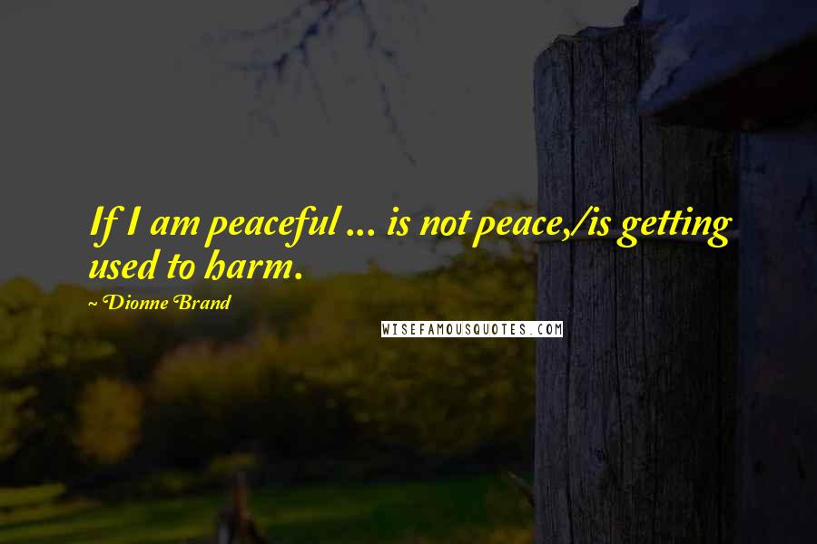 Dionne Brand Quotes: If I am peaceful ... is not peace,/is getting used to harm.