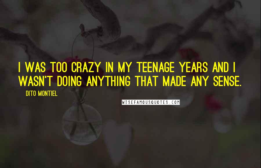 Dito Montiel Quotes: I was too crazy in my teenage years and I wasn't doing anything that made any sense.