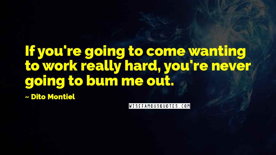 Dito Montiel Quotes: If you're going to come wanting to work really hard, you're never going to bum me out.