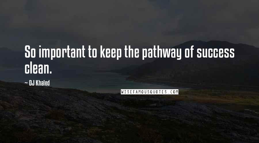 DJ Khaled Quotes: So important to keep the pathway of success clean.
