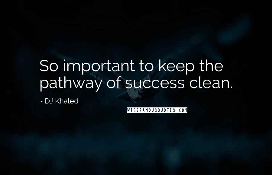 DJ Khaled Quotes: So important to keep the pathway of success clean.