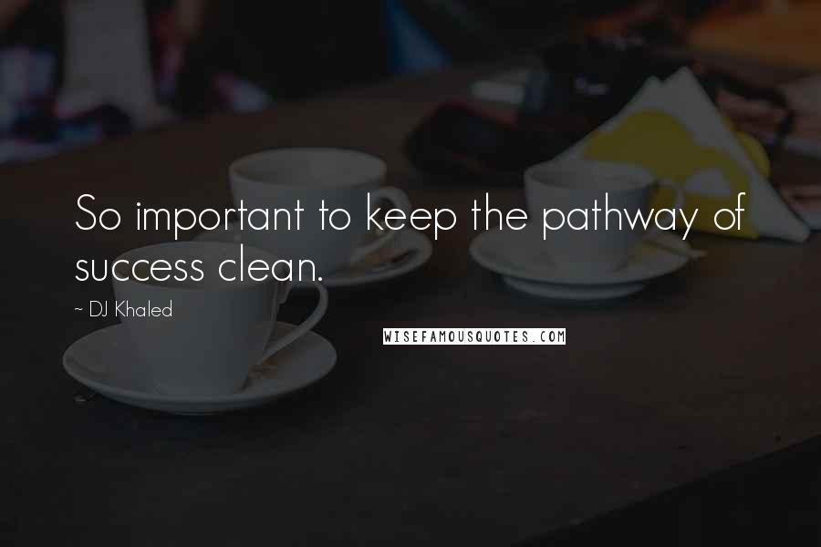 DJ Khaled Quotes: So important to keep the pathway of success clean.