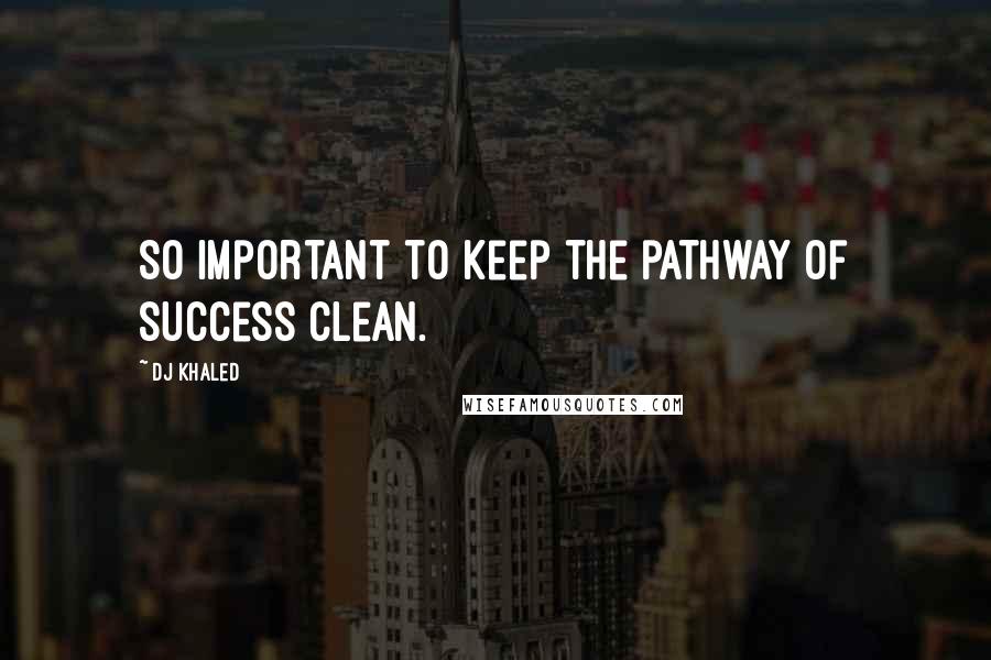 DJ Khaled Quotes: So important to keep the pathway of success clean.