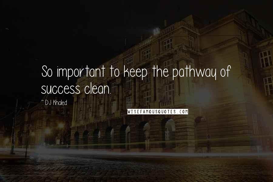 DJ Khaled Quotes: So important to keep the pathway of success clean.