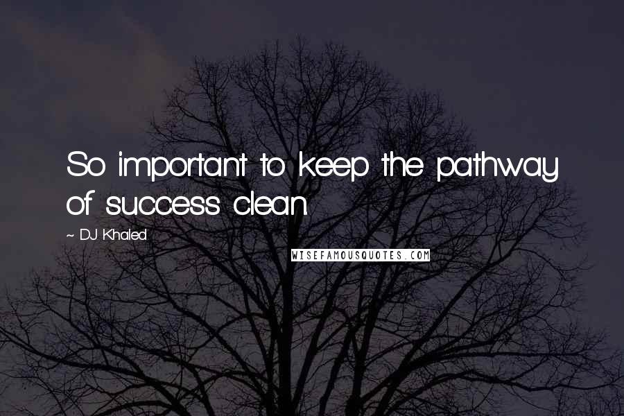 DJ Khaled Quotes: So important to keep the pathway of success clean.