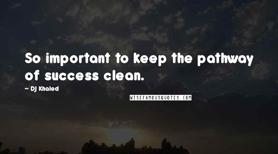 DJ Khaled Quotes: So important to keep the pathway of success clean.