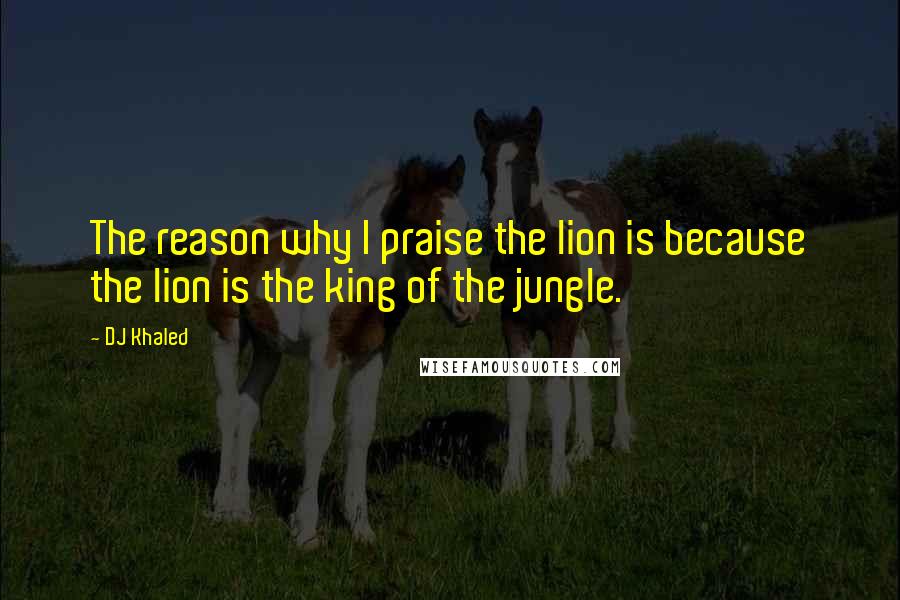 DJ Khaled Quotes: The reason why I praise the lion is because the lion is the king of the jungle.