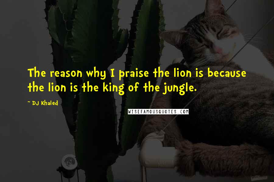 DJ Khaled Quotes: The reason why I praise the lion is because the lion is the king of the jungle.