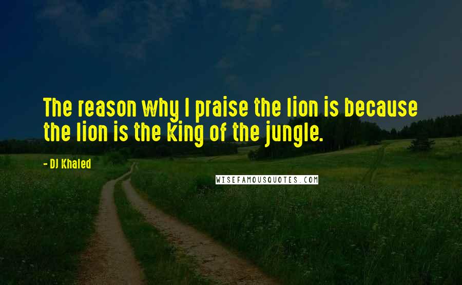 DJ Khaled Quotes: The reason why I praise the lion is because the lion is the king of the jungle.