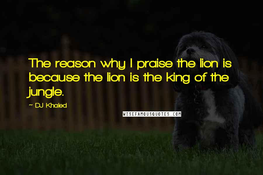 DJ Khaled Quotes: The reason why I praise the lion is because the lion is the king of the jungle.