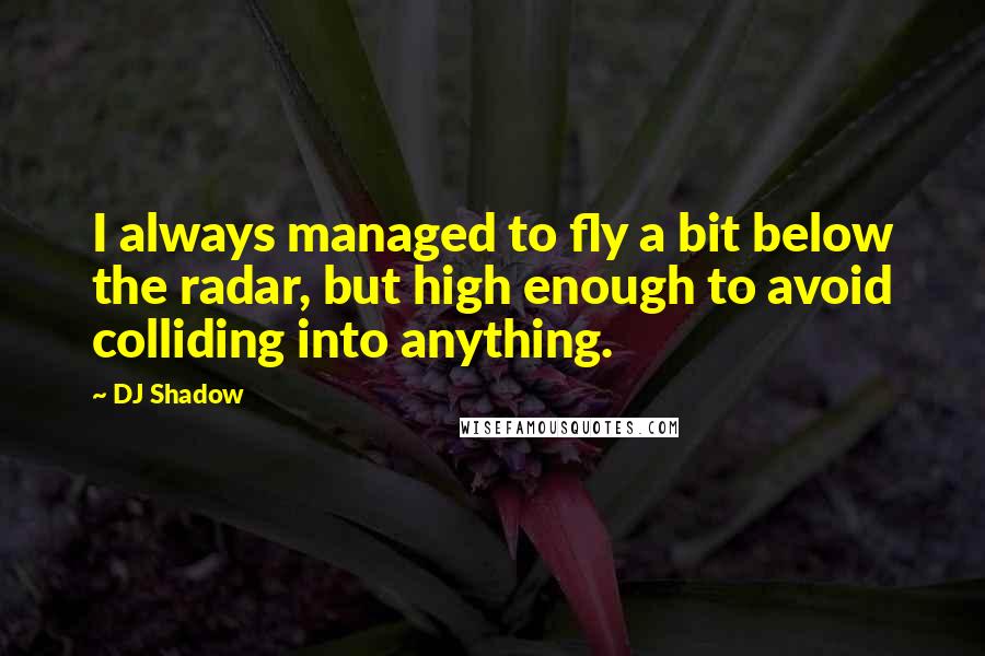 DJ Shadow Quotes: I always managed to fly a bit below the radar, but high enough to avoid colliding into anything.