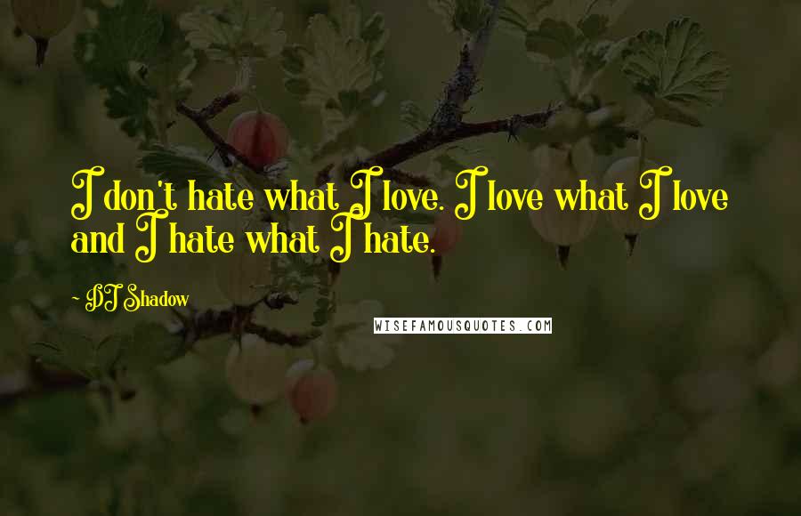 DJ Shadow Quotes: I don't hate what I love. I love what I love and I hate what I hate.