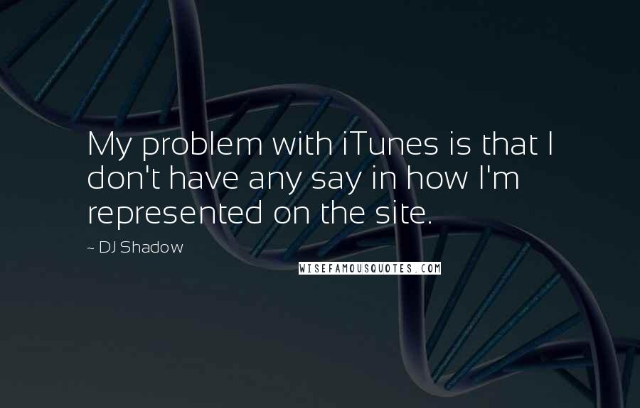 DJ Shadow Quotes: My problem with iTunes is that I don't have any say in how I'm represented on the site.