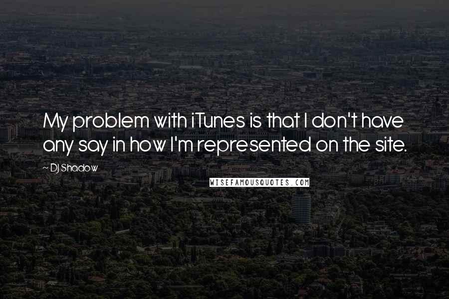 DJ Shadow Quotes: My problem with iTunes is that I don't have any say in how I'm represented on the site.