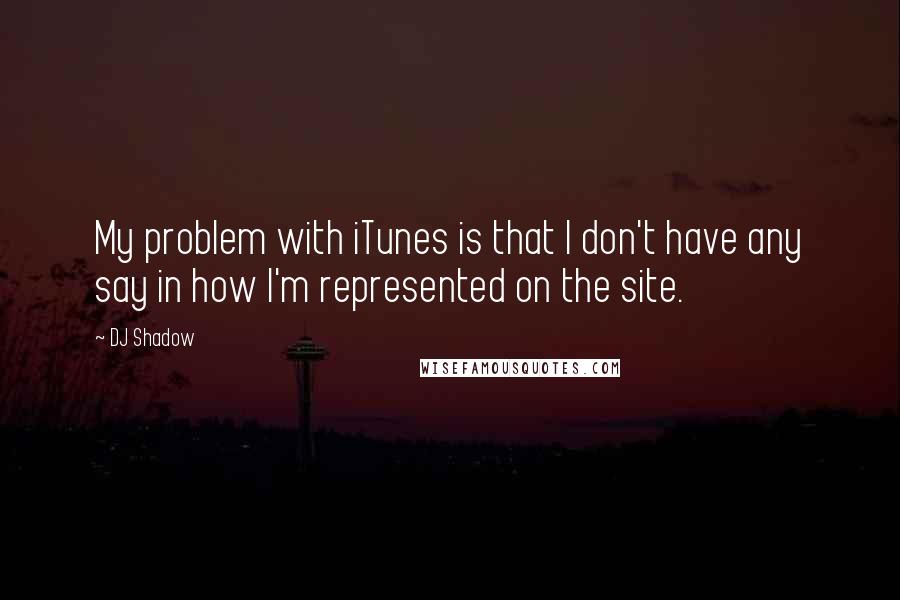 DJ Shadow Quotes: My problem with iTunes is that I don't have any say in how I'm represented on the site.
