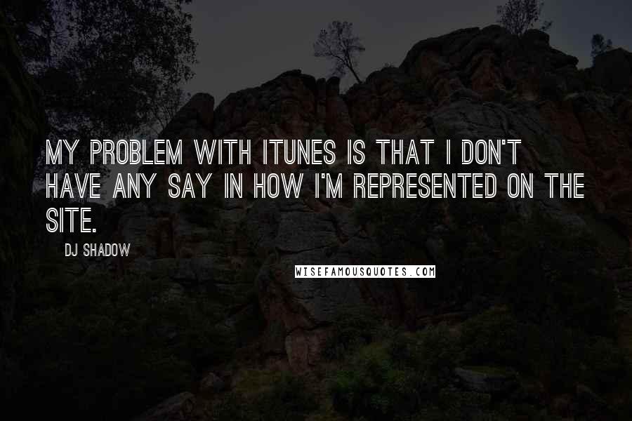 DJ Shadow Quotes: My problem with iTunes is that I don't have any say in how I'm represented on the site.