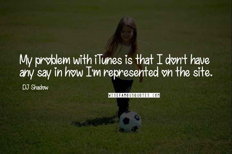 DJ Shadow Quotes: My problem with iTunes is that I don't have any say in how I'm represented on the site.