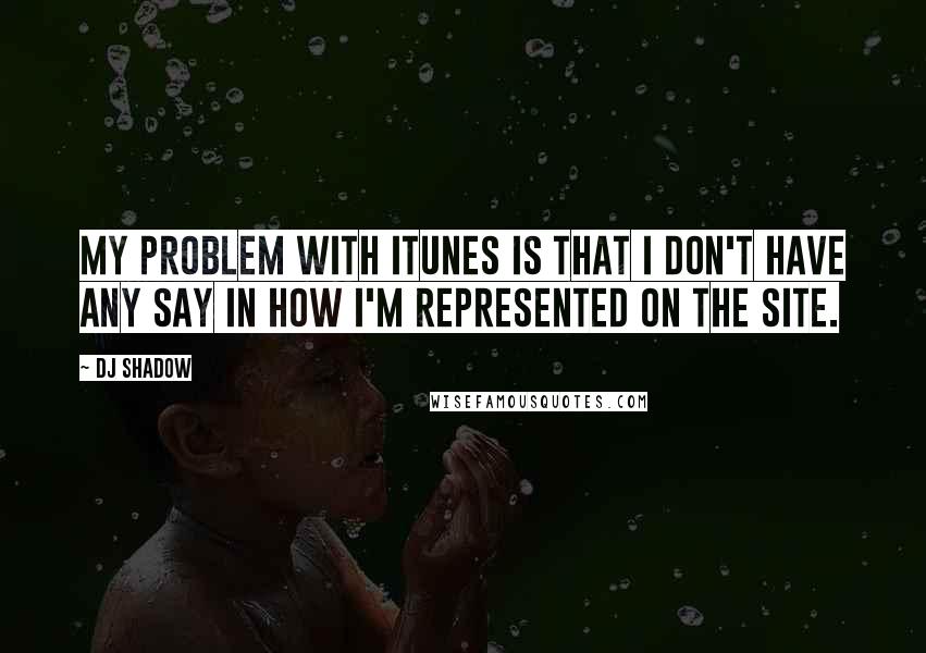 DJ Shadow Quotes: My problem with iTunes is that I don't have any say in how I'm represented on the site.