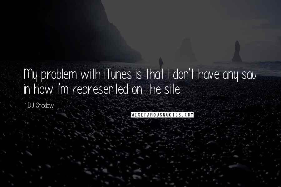 DJ Shadow Quotes: My problem with iTunes is that I don't have any say in how I'm represented on the site.