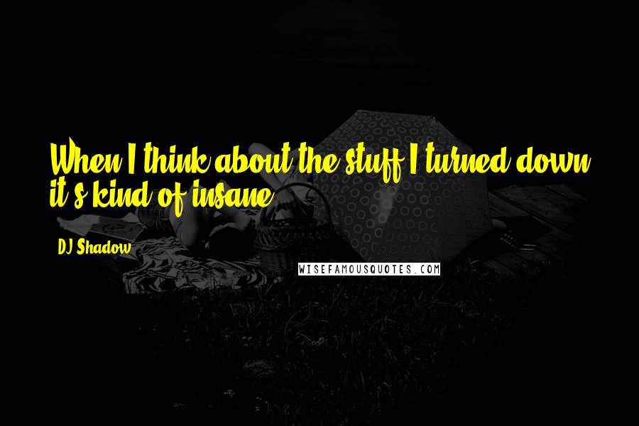 DJ Shadow Quotes: When I think about the stuff I turned down it's kind of insane.