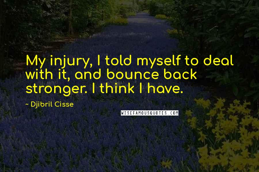 Djibril Cisse Quotes: My injury, I told myself to deal with it, and bounce back stronger. I think I have.